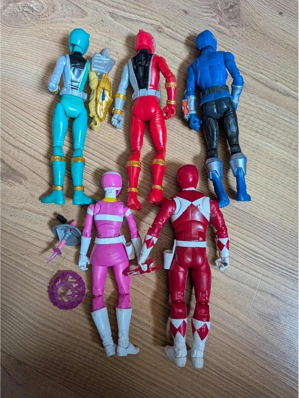 Power Rangers Figurines Set Of 5 With Accessories